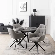 Krzesła - Krzesło Tapicerowane Obrotowe PEONY Szare Nowoczesne Loft - miniaturka - grafika 1