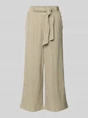 Spodnie damskie - Kuloty z wysokim stanem i wiązanym paskiem - miniaturka - grafika 1