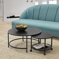 Ławy i stoliki kawowe - Stolik kawowy Værøy w zestawie 2 Stolik boczny okrągły Stolik do sofy 40 x 80 cm Stolik do salonu Czarny, matowy - miniaturka - grafika 1