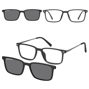 Okulary pod korekcję medium z polaryzacyjną nakładką przeciwsłoneczną CLIP-M-TRC298-1 czarny - Okulary korekcyjne, oprawki, szkła - miniaturka - grafika 1