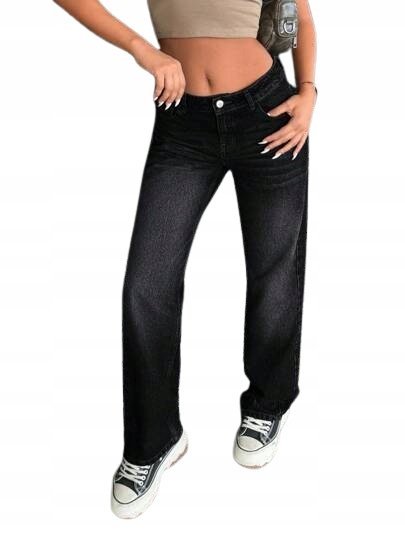 SHEIN DAMSKIE SPODNIE JEANSOWE CZARNE CASUAL 40 ŁYK