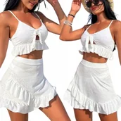 Stroje kąpielowe - STRÓJ KĄPIELOWY DWUCZĘŚCIOWY PAREO BIKINI WYSOKI STAN MODELUJĄCY DAMSKI L - miniaturka - grafika 1