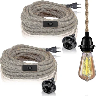 2 zestawy lamp wiszących z włącznikiem - lina konopna z 4,5 m, gniazdo E27 do przedpokoju, kuchni, jadalni i baru (żarówka nie jest dołączona) - Wyposażenie ciemni fotograficznej - miniaturka - grafika 1