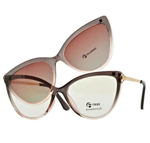 Damskie kocie okulary do komputera z nakładką przeciwsłoneczną Clip-on 2593-5 - Okulary korekcyjne, oprawki, szkła - miniaturka - grafika 1