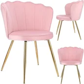 Krzesła - krzesło tapicerowane, do jadalni, Fiore, złote nogi, różowe - miniaturka - grafika 1