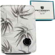Portfele - Szary mały portfel damski ze skóry naturalnej i ekologicznej PETERSON portmonetka na zatrzask i suwak pudełko prezentowe ochrona kart RFID STOP - miniaturka - grafika 1