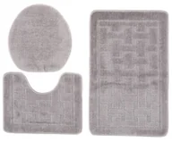 Dywaniki łazienkowe - Delikatny popielaty komplet chodniczków do łazienki w kratę N4-W29 - miniaturka - grafika 1