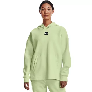 Bluzy sportowe damskie - Damska bluza treningowa z kapturem Under Armour Summit Knit Hoodie - limonka - UNDER ARMOUR - grafika 1