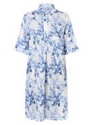 Sukienki - Marie Lund - Damska sukienka lniana, niebieski|biały - miniaturka - grafika 1
