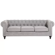 Sofy i kanapy - Beliani Sofa 3-osobowa jasnoszara CHESTERFIELD 53916 - miniaturka - grafika 1