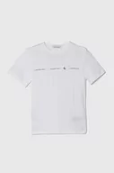 Koszulki dla chłopców - Calvin Klein Jeans t-shirt bawełniany dziecięcy kolor biały z nadrukiem - miniaturka - grafika 1