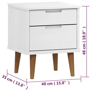 Lumarko Szafka nocna, biała, 40x35x48 cm, lite drewno sosnowe - Szafki nocne - miniaturka - grafika 8