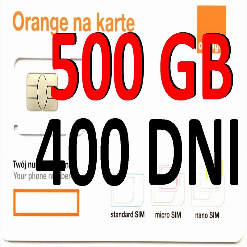 Internet Na Kartę Starter Orange Free 500 Gb Rok 400 Dni Sim eSIM