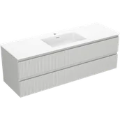 Szafki łazienkowe - Mexen Rivel szafka łazienkowa 140 cm z umywalką Otis, 2 szuflady, ryflowana , szara mat/biała mat - 91A20-14047-2-BFF62-W18M0 - miniaturka - grafika 1