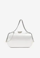 Torebki damskie - Srebrna Torebka z Długim Łańcuszkiem Ozdobiona Cyrkoniami Tinallie - miniaturka - grafika 1