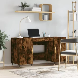 vidaXL Biurko, przydymiony dąb, 140x50x75 cm, materiał drewnopochodny - Biurka - miniaturka - grafika 1