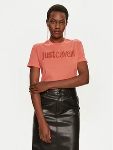 Just Cavalli T-Shirt 76PAHE03 Różowy Regular Fit - Koszulki i topy damskie - miniaturka - grafika 1