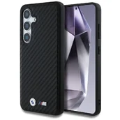 Etui i futerały do telefonów - Etui BMW Leather Carbon MagSafe do Samsung Galaxy S25+ Czarny - miniaturka - grafika 1