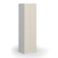 Szafki biurowe - Szafka ubraniowa metalowa, 2 szafki, 1850 x 500 x 500 mm, zamek cylindryczny, drzwi laminowane, brzoza - miniaturka - grafika 1
