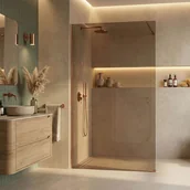 Kabiny prysznicowe - Rea Kabina prysznicowa Walk-In Rea Flexi Brown / Brush Copper 90 - miniaturka - grafika 1