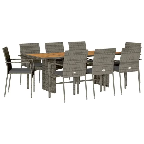 Zestaw mebli ogrodowych szary rattan PE, stół 190x80x74 cm, krzesła 59x5