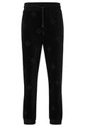 Spodenki męskie - HUGO Męskie spodnie do biegania Daboon welurowe z mieszanki bawełny z logo Stack, czarny (Black1), XXL - miniaturka - grafika 1