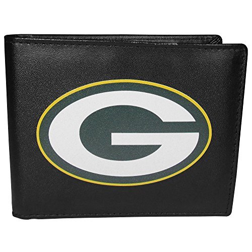 NFL Siskiyou sportowy męski Green Bay Packers dwuskładany portfel duże logo jeden rozmiar czarny
