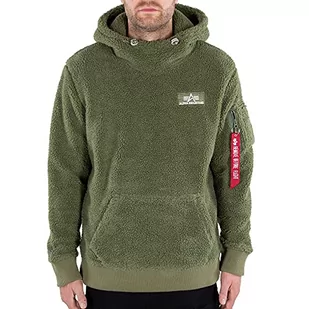 ALPHA INDUSTRIES Męska bluza z kapturem Teddy Hoody, zielony (sage green), L - Bluzy męskie - miniaturka - grafika 1