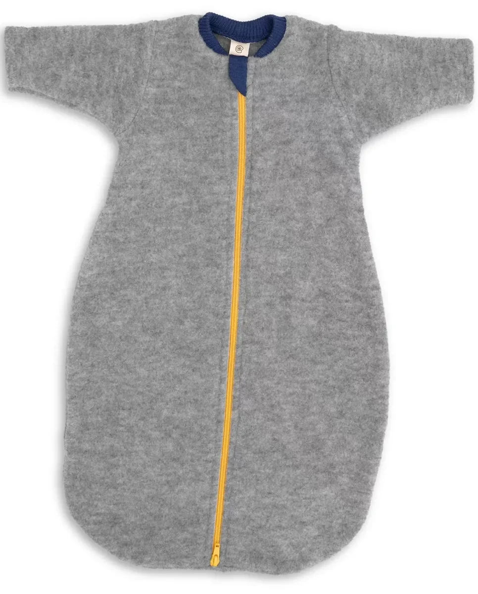 Śpiwór merino z rękawami Light Grey Melange Szary 62/68
