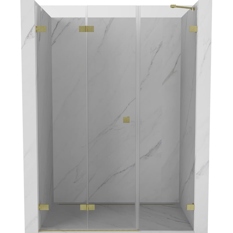 Mexen Lunar-F drzwi prysznicowe składane lewe 125 cm, transparent, złote szczotkowane - 836S-125-050-55-00-L