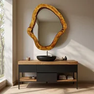 Lustra - Niebanalne lustro do łazienki z drewna naturalnego (plaster pnia) - miniaturka - grafika 1