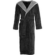 CelinaTex Texas 0004381 elegancki płaszcz kąpielowy z kapturem dla kobiet i mężczyzn, materiał: 100% miękki polar (Coral Fleece), gramatura dzianiny: ok. 260 g/m, kolor: czarny z antracytowymi a