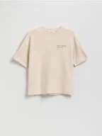 Koszulki dla chłopców - Reserved - T-shirt oversize - beżowy - miniaturka - grafika 1