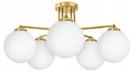 Lampy sufitowe - Lampa Wisząca Sufitowa Żyrandol Nowoczesna Złota Białe Kule Loft Led - miniaturka - grafika 1
