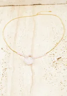 Naszyjniki - Złoto-Różowy Cienki Naszyjnik z Kryształową Zawieszką Fusitte - miniaturka - grafika 1