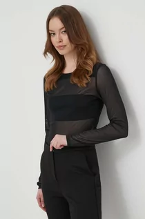 Bluzki damskie - Sisley bluzka damska kolor czarny gładka - grafika 1