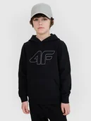 Bluzy dla chłopców - 4F Bluza dresowa nierozpinana z kapturem chłopięca - czarna 122 (6-7 lat) - miniaturka - grafika 1