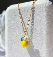 Łańcuszki - Naszyjnik łańcuszek Z Cytrynką Cytryną Cytryna Lemon Owoc prezent Y2K - miniaturka - grafika 1