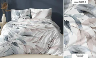Pościel satynowa 160x200 biała niebieska liście zapinana na suwak KARO Satin - Pościel Pościel satynowa 160x200 biała niebieska liście zapinana na suwak KARO Satin - Pościel - miniaturka - grafika 1