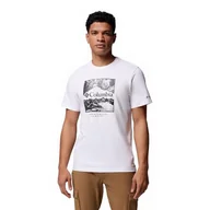 Koszulki męskie - Columbia Męska koszulka CSC z logo sezonowym, koszulka z krótkim rękawem, biała, krajobraz wodny, XS - miniaturka - grafika 1