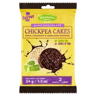 Lestello Wafle z Ciecierzycy w Czekoladzie Deserowej bezglutenowe 34g - Lestello - Pieczywo chrupkie - miniaturka - grafika 1
