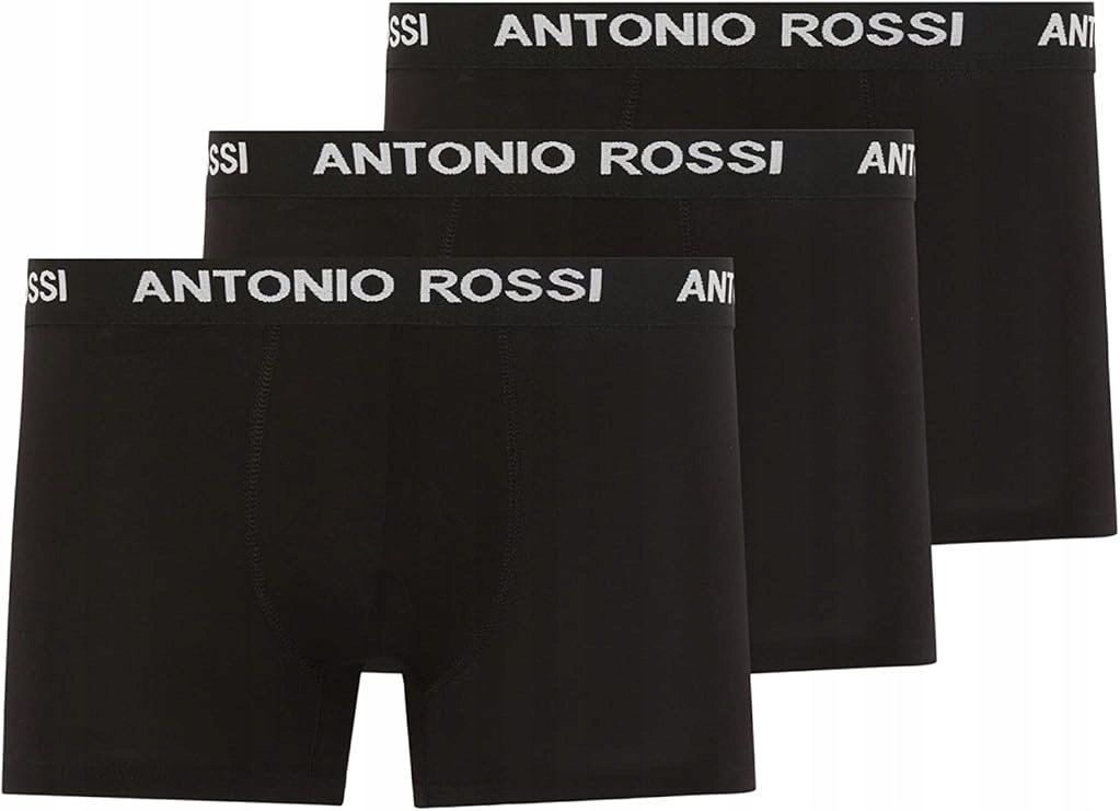 Antonio Rossi Bokserki Męskie 3 Pack Czarne Logo XXL Jsb