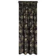 Zasłony - Zasłona 140x300 Stella czarna złota liście welurowa gotowa na taśmie - miniaturka - grafika 1
