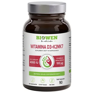 Biowen Witaminy D3 + K2MK7, 90 kapsułek - Witaminy i minerały - miniaturka - grafika 1