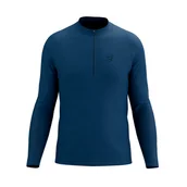 Koszulki sportowe męskie - COMPRESSPORT Koszulka biegowa męska TRAIL HZ LS T-SHIRT poseidon - miniaturka - grafika 1