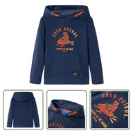 Bluzy dla dziewczynek - Bluza dziecięca z kapturem - granatowy melanż i pomarańcz - 116 - Bluza Dziewczęca - miniaturka - grafika 1