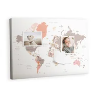 Tablice i flipcharty - Kolorowy Organizer - Tablica Korkowa z Pinezkami - Szczegółowa mapa świata 60x40 cm - miniaturka - grafika 1