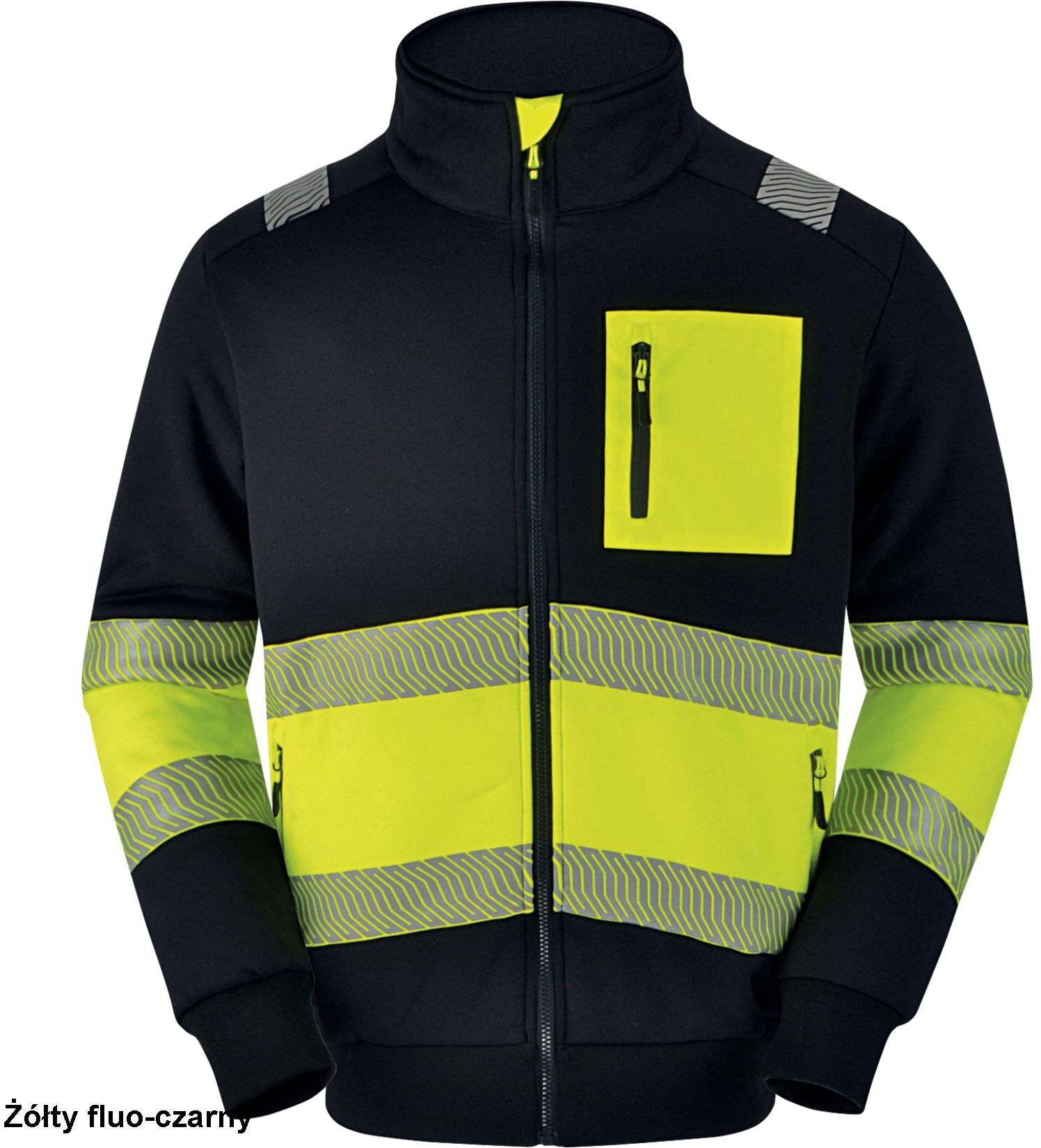 Ultra miękka kurtka ostrzegawcza HV podszewka sherpa zwiększone ciepło odblaski dobra widzialność żółta - pomarańczowy fluo-czarny S