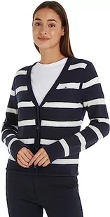 Tommy Hilfiger Kardigan z miękkiej wełny V-NK, Breton Stp/Niebo Pustynne/Ecru, XS - Swetry damskie - miniaturka - grafika 1