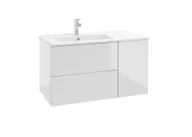 Szafki łazienkowe - Szafka łazienkowa pod umywalkę Defra Faro 90 cm lewa biały połysk 001-D-09001 - miniaturka - grafika 1